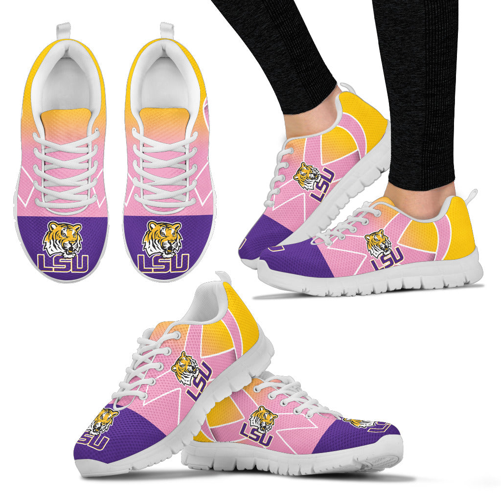 LSU Tigers Cancer Pink Ribbon Sneakers