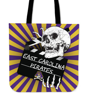 Clapper Film Skull East Carolina Pirates Tote Bags