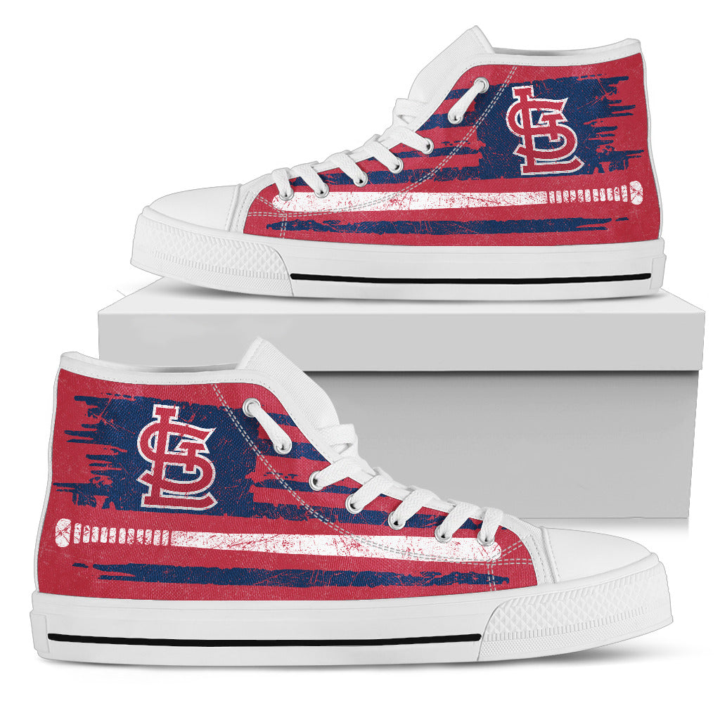 American Flag Vintage Baseball St. Louis Cardinals High Top Shoes