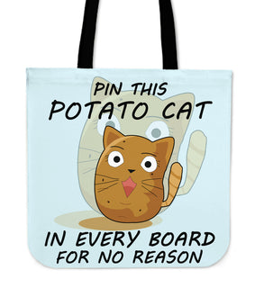 Pin This Potato Cat Tote Bags