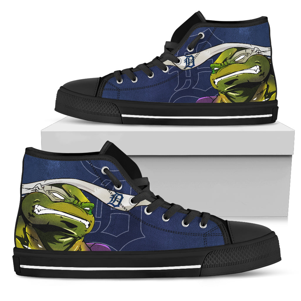 Turtle Detroit Tigers Ninja High Top Shoes