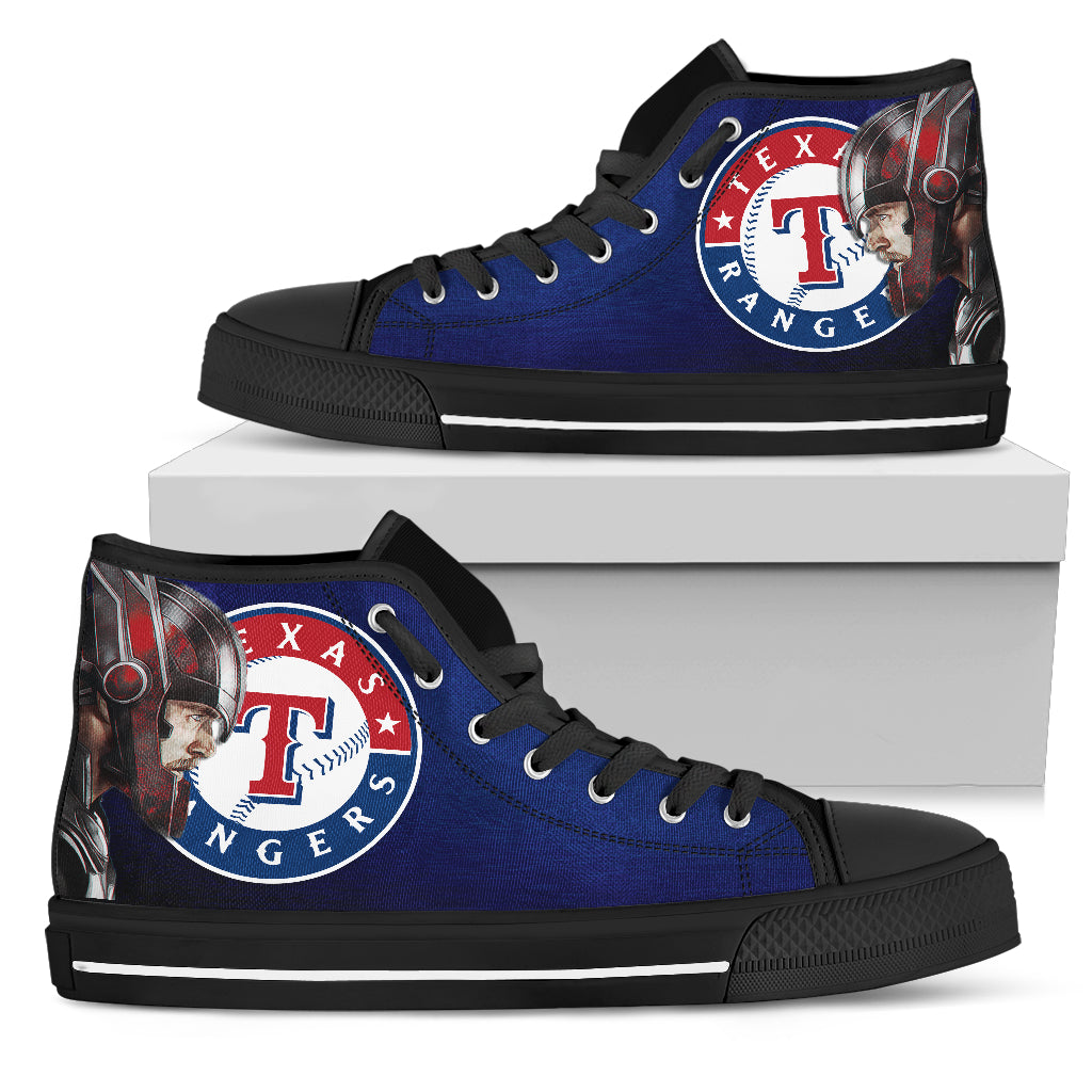 Thor Head Beside Texas Rangers High Top Shoes