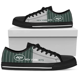 Simple Design Vertical Stripes New York Jets Low Top Shoes