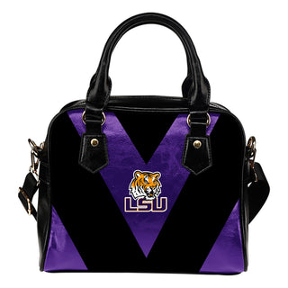 Triangle Double Separate Colour LSU Tigers Shoulder Handbags