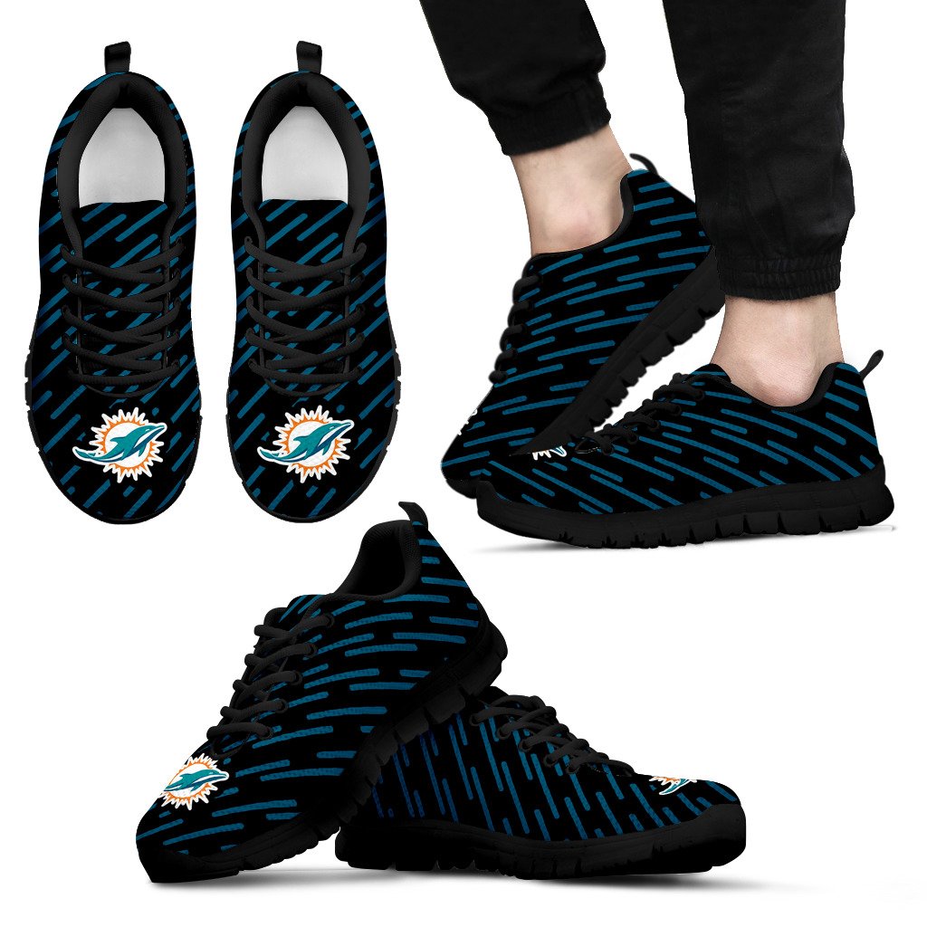 Marvelous Striped Stunning Logo Miami Dolphins Sneakers