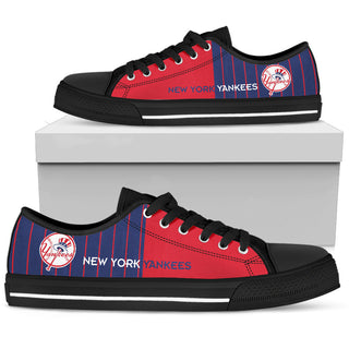 Simple Design Vertical Stripes New York Yankees Low Top Shoes