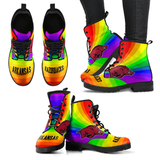 Colorful Rainbow Arkansas Razorbacks Boots