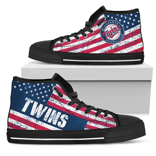 America Flag Italic Vintage Style Minnesota Twins High Top Shoes