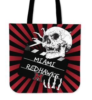 Clapper Film Skull Miami RedHawks Tote Bags