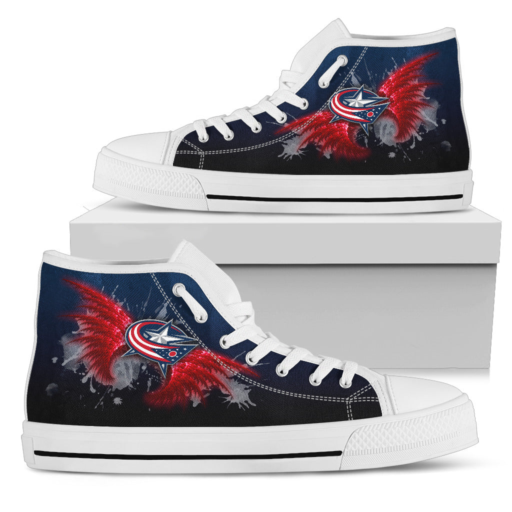 Angel Wings Columbus Blue Jackets High Top Shoes