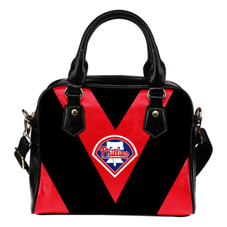 Triangle Double Separate Colour Philadelphia Phillies Shoulder Handbags