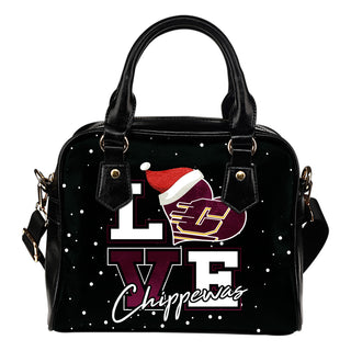 Love Word Christmas Sweet Central Michigan Chippewas Shoulder Handbags