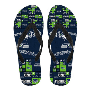 Pride Flag Seattle Seahawks Flip Flops