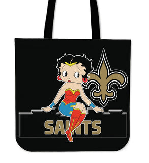 Wonder Betty Boop New Orleans Saints Tote Bags