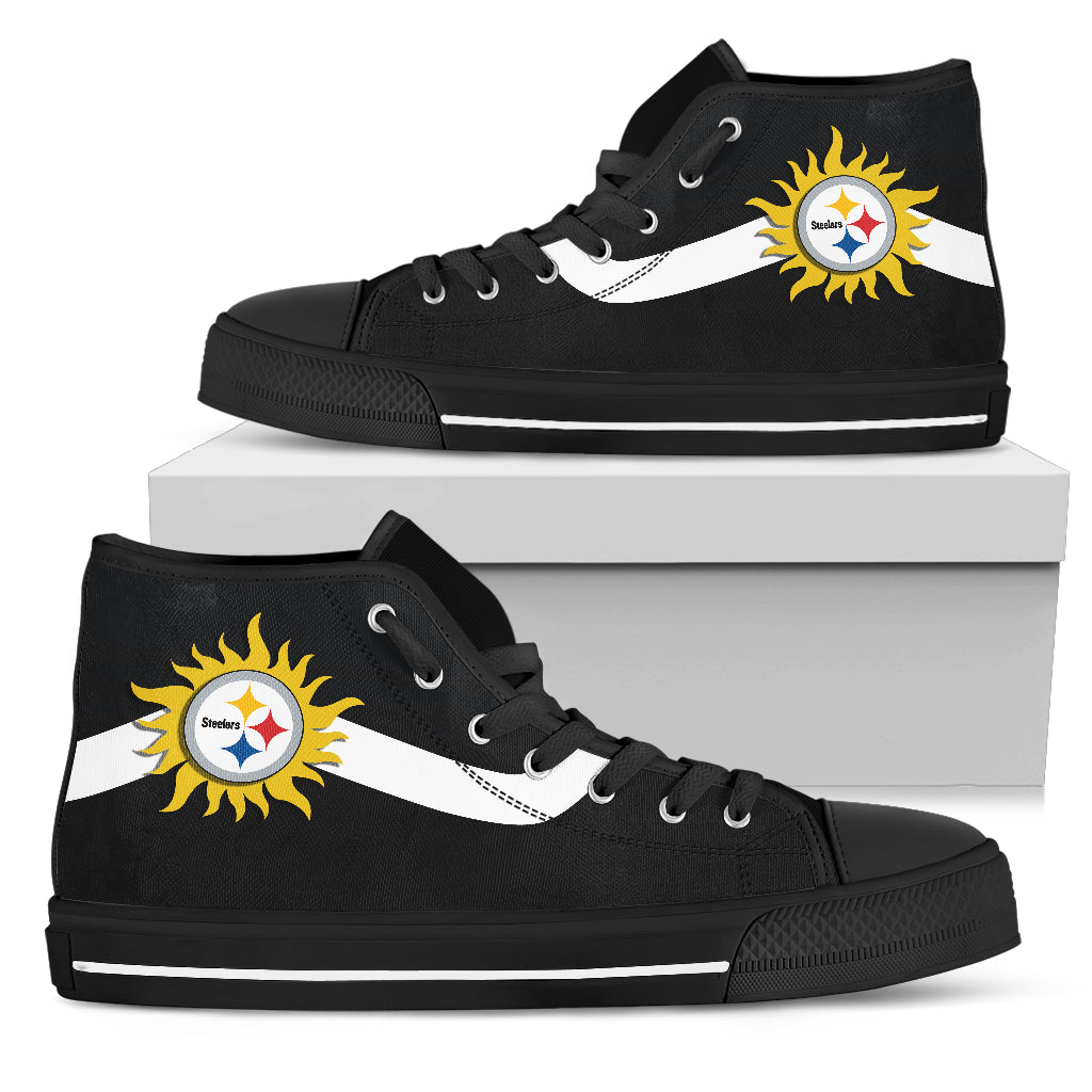 Simple Van Sun Flame Pittsburgh Steelers High Top Shoes
