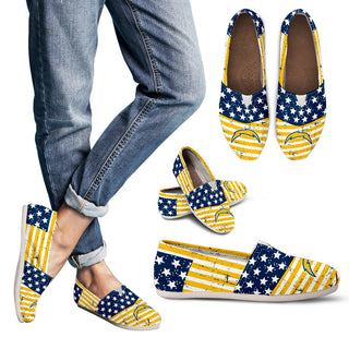 Star Stripers America Flag Los Angeles Chargers Women Casual Shoes