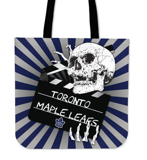 Clapper Film Skull Toronto Maple Leafs Tote Bags