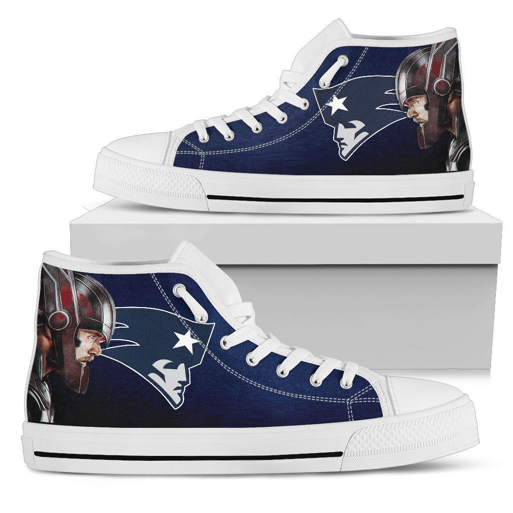 Thor Head Beside New England Patriots High Top Shoes