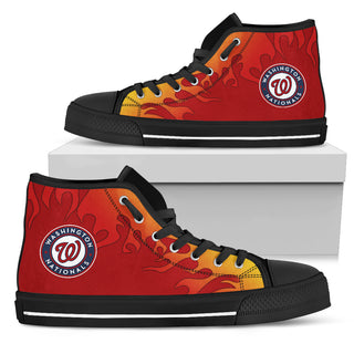 Fire Burning Fierce Strong Logo Washington Nationals High Top Shoes