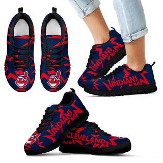 Zig Zag Circle Dizzy Excellent Nice Logo Cleveland Indians Sneakers
