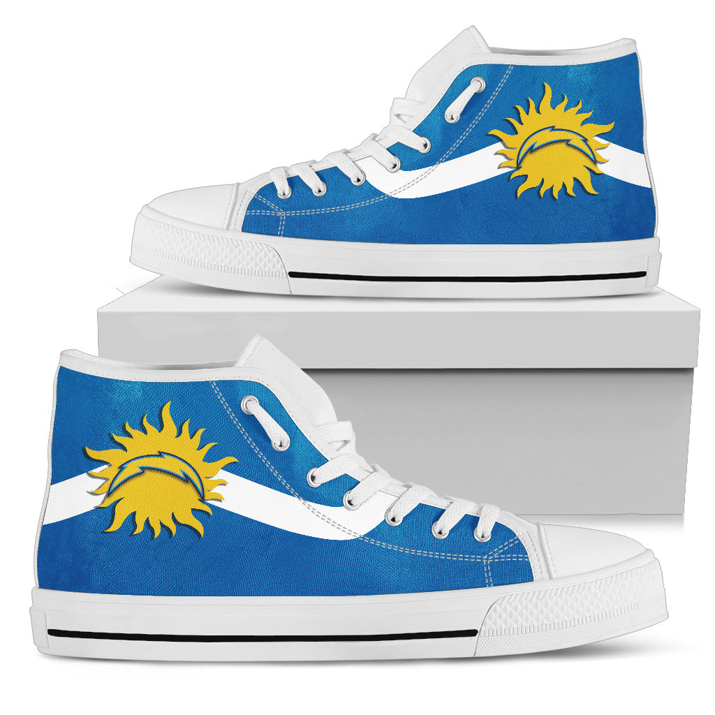 Simple Van Sun Flame Los Angeles Chargers High Top Shoes