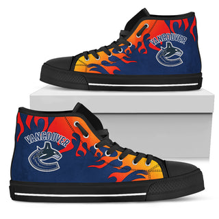 Fire Burning Fierce Strong Logo Vancouver Canucks High Top Shoes