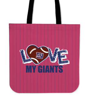 Love My New York Giants Vertical Stripes Pattern Tote Bags