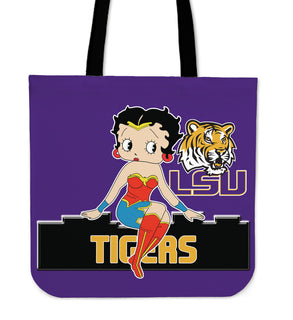 Wonder Betty Boop LSU Tigers Tote Bags