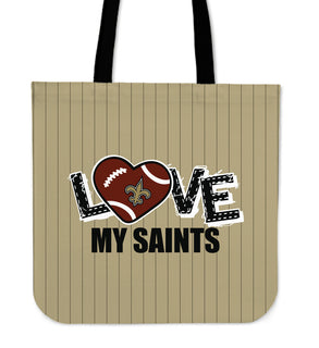 Love My New Orleans Saints Vertical Stripes Pattern Tote Bags