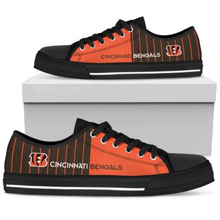 Simple Design Vertical Stripes Cincinnati Bengals Low Top Shoes