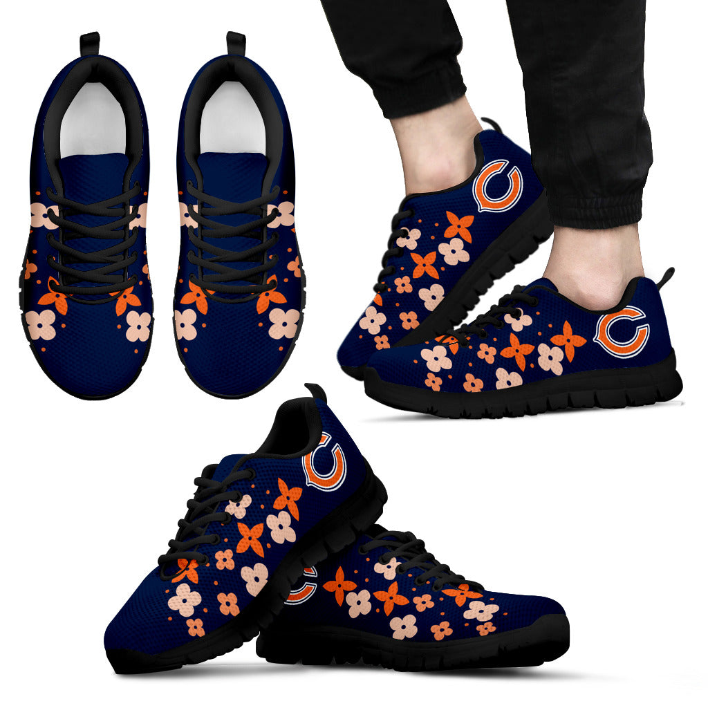 Flowers Pattern Chicago Bears Sneakers