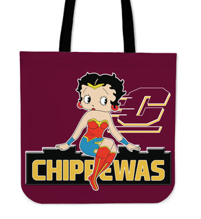 Wonder Betty Boop Central Michigan Chippewas Tote Bags
