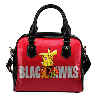 Pokemon Sit On Text Chicago Blackhawks Shoulder Handbags