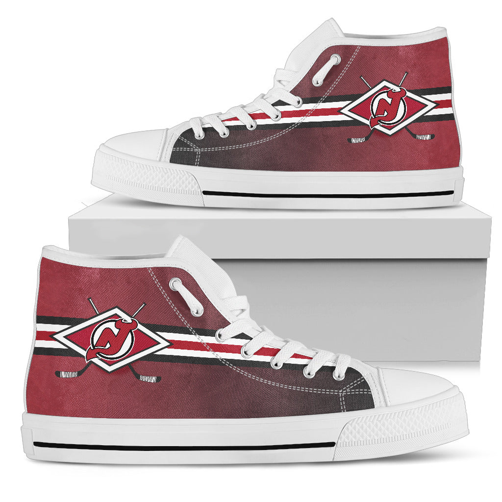 Double Stick Check New Jersey Devils High Top Shoes