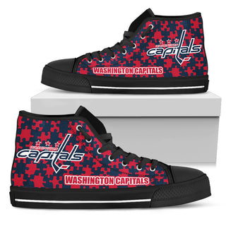 Puzzle Logo With Washington Capitals High Top Shoes