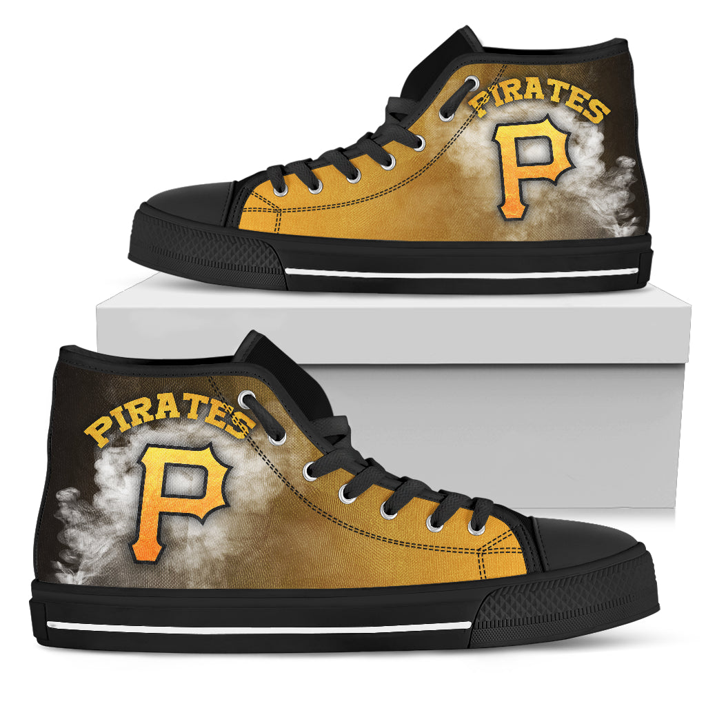 White Smoke Vintage Pittsburgh Pirates High Top Shoes