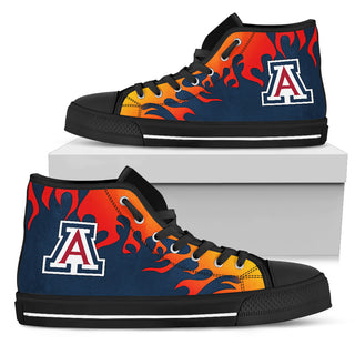 Fire Burning Fierce Strong Logo Arizona Wildcats High Top Shoes