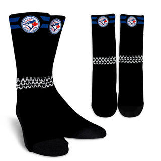Round Striped Fascinating Sport Toronto Blue Jays Crew Socks