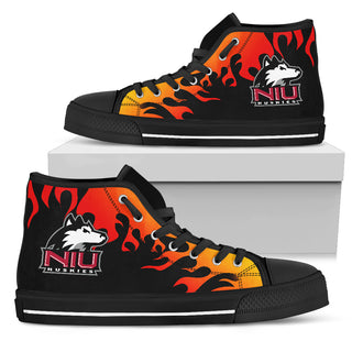 Fire Burning Fierce Strong Logo Northern Illinois Huskies High Top Shoes