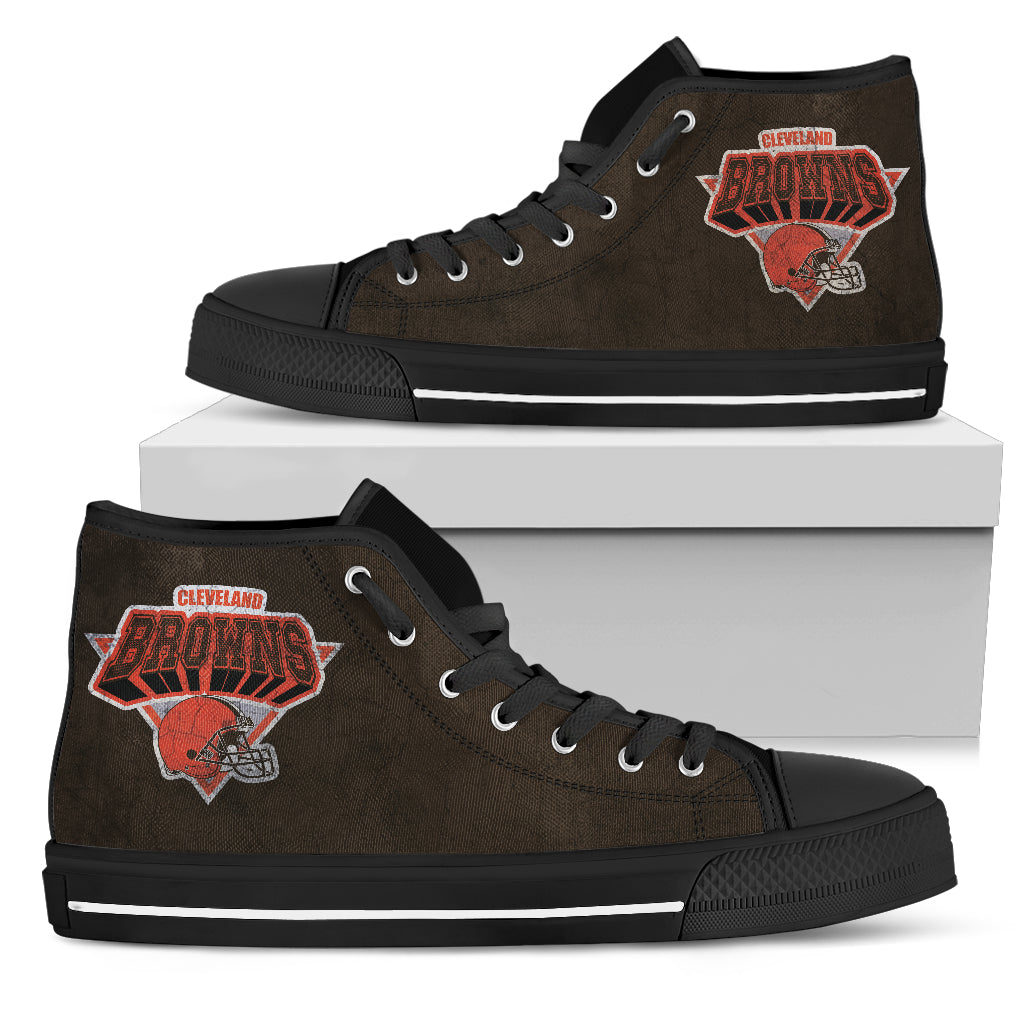 3D Simple Logo Cleveland Browns High Top Shoes