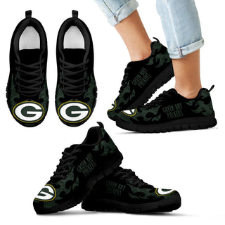 Tribal Flames Pattern Green Bay Packers Sneakers