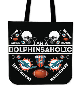 I Am A Dolphinsaholic Miami Dolphins Tote Bags