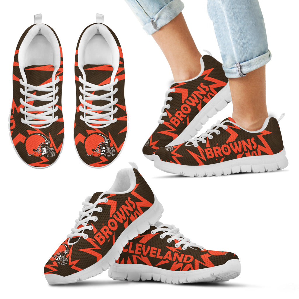 Zig Zag Circle Dizzy Excellent Nice Logo Cleveland Browns Sneakers