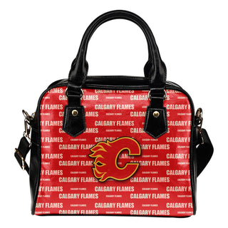 Nice Little Logo Calgary Flames Shoulder Handbags