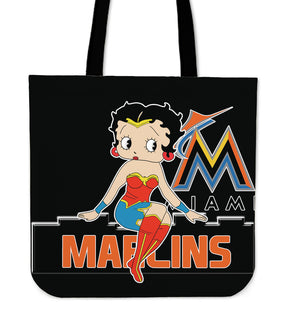 Wonder Betty Boop Miami Marlins Tote Bags
