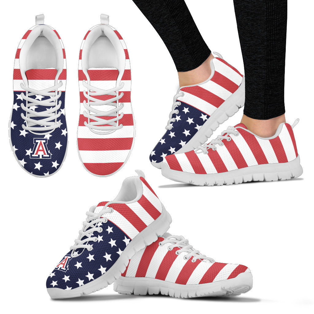 America Flag Logo Bottom Stripes Arizona Wildcats Sneakers