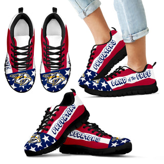 Proud Of American Flag Three Line Nashville Predators Sneakers