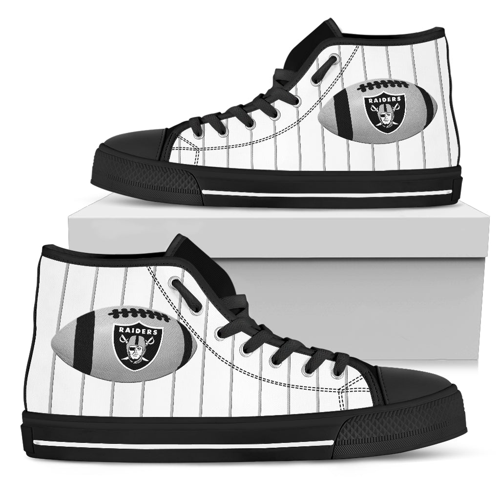 Straight Line With Deep Circle Oakland Raiders High Top Shoes