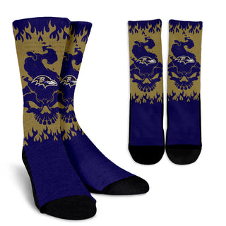 Baltimore Ravens Colorful Skull Socks