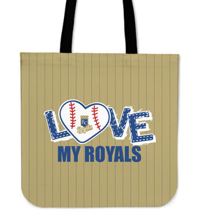 Love My Kansas City Royals Vertical Stripes Pattern Tote Bags